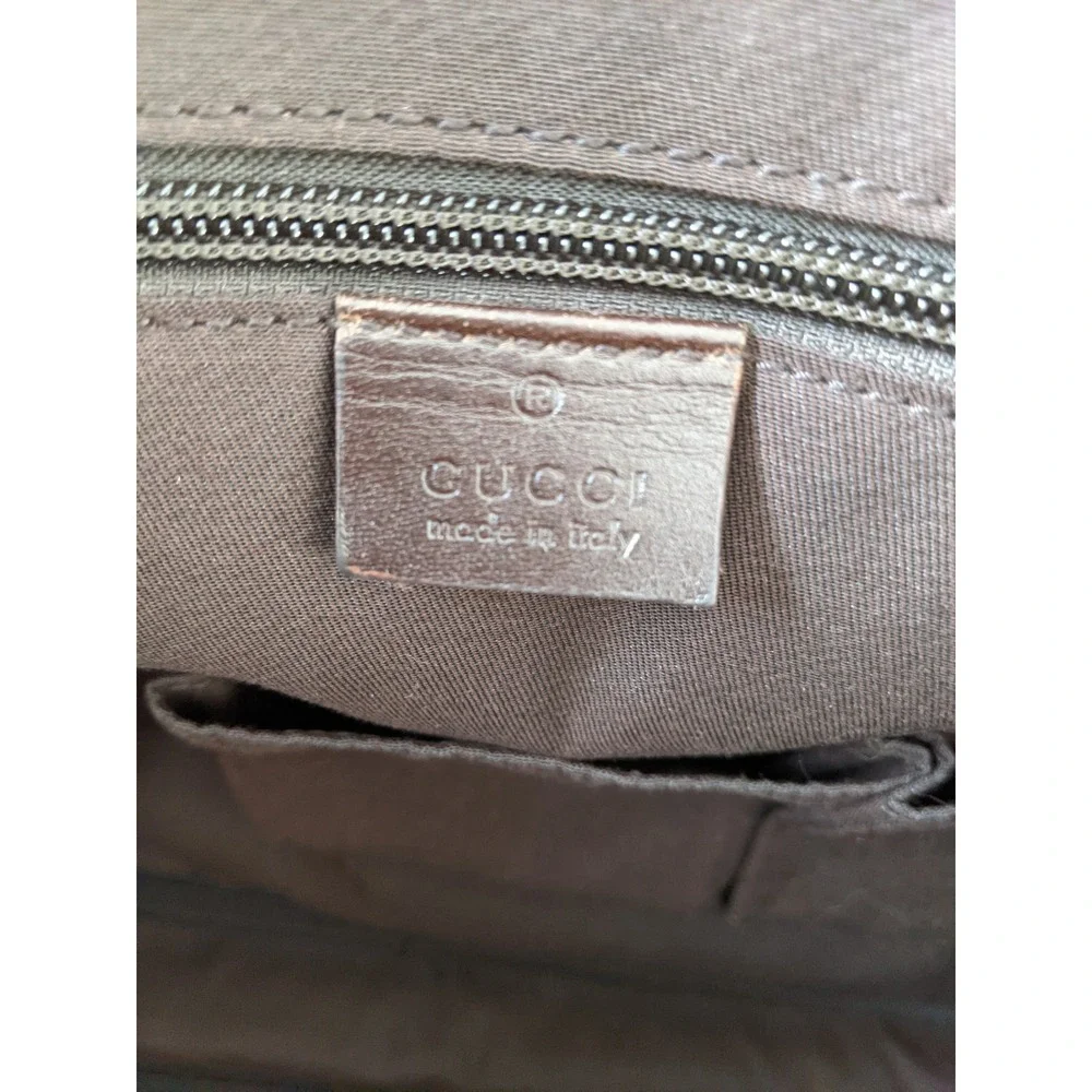 Gucci GG Canvas Web Stripe Briefcase Brown Leather Laptop Bag 246432 COA